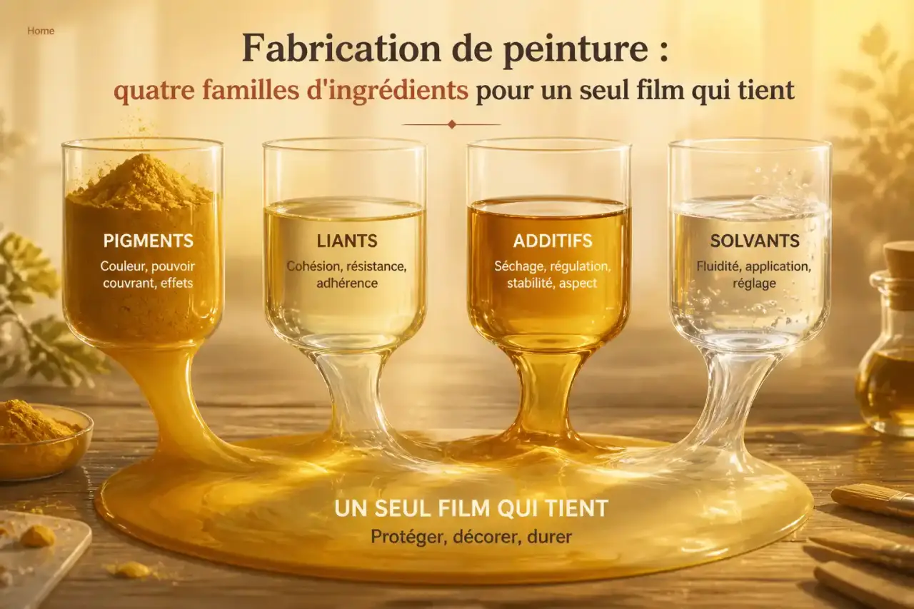 Fabrication de peinture : quatre familles d'ingrédients pour un seul film qui tient