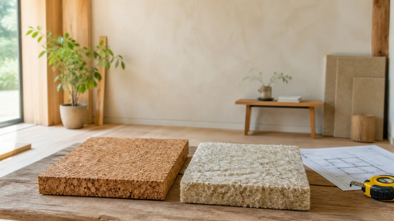 Intérieur lumineux rénové avec des matériaux naturels, ambiance chaleureuse et végétale