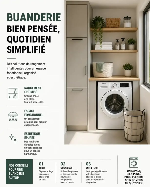 Meuble de rangement buanderie moderne et optimisé pour une organisation fonctionnelle