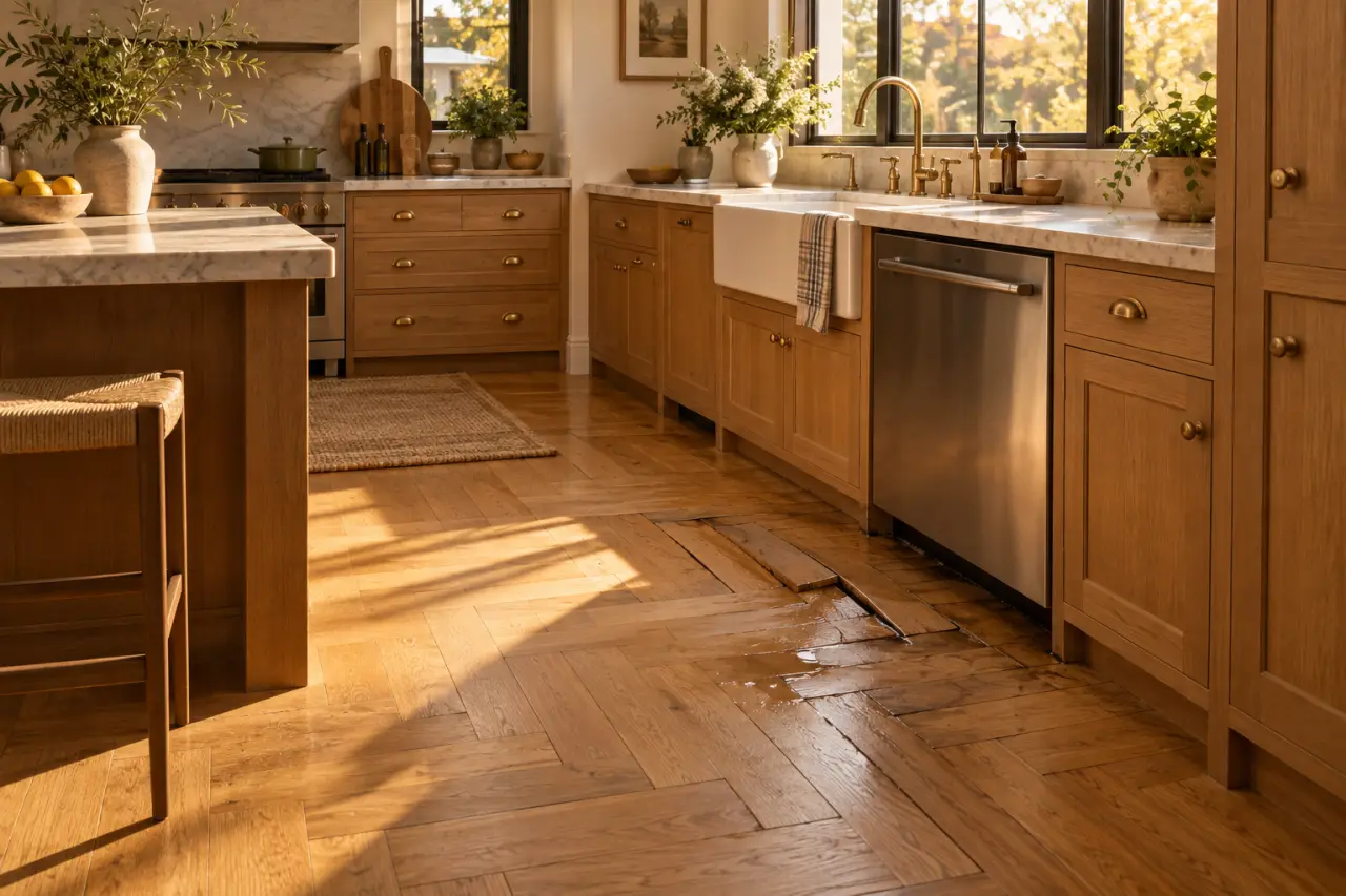 Parquet dans une cuisine : les erreurs d’humidité qui font gondoler les lames