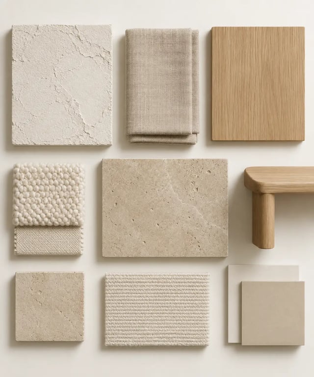 Palette de couleurs et matières naturelles pour une maison minimaliste
